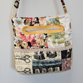 Load image into Gallery viewer, Shabby chic quilted shoulder purse with exterior zipper. 
