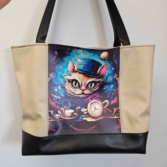 Alice in Wonderland Cheshire Cat inspired tote bag.