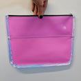 Load image into Gallery viewer, Pink jelly vinyl large flat zipper pouch.
