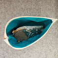 Load image into Gallery viewer, Turquoise cotton interior of a flat bottom zipper pouch.
