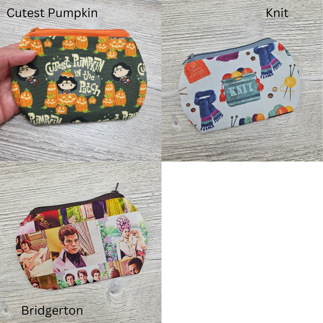 Mini zipper accessory pouches assorted designs.