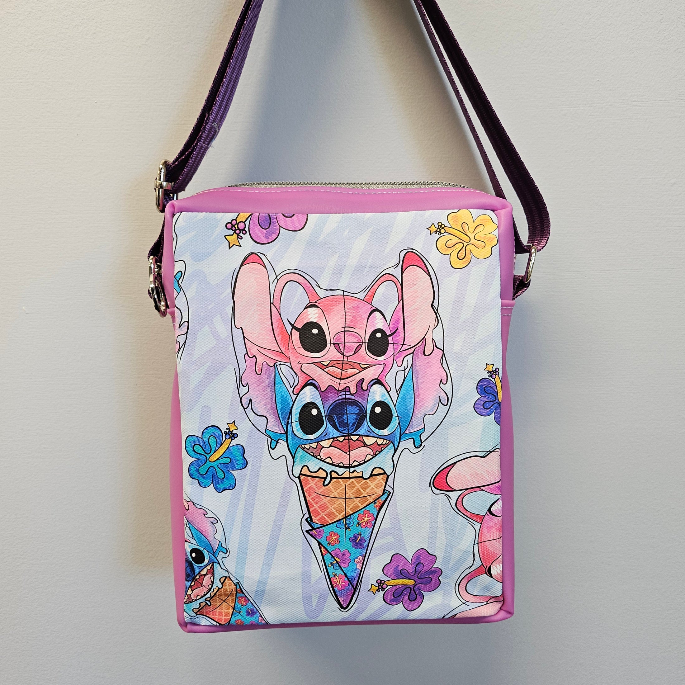 Cute aliens in an ice cream cone shoulder bag.