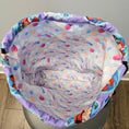 Load image into Gallery viewer, Inside of The Little Mermaid drawstring backpack.
