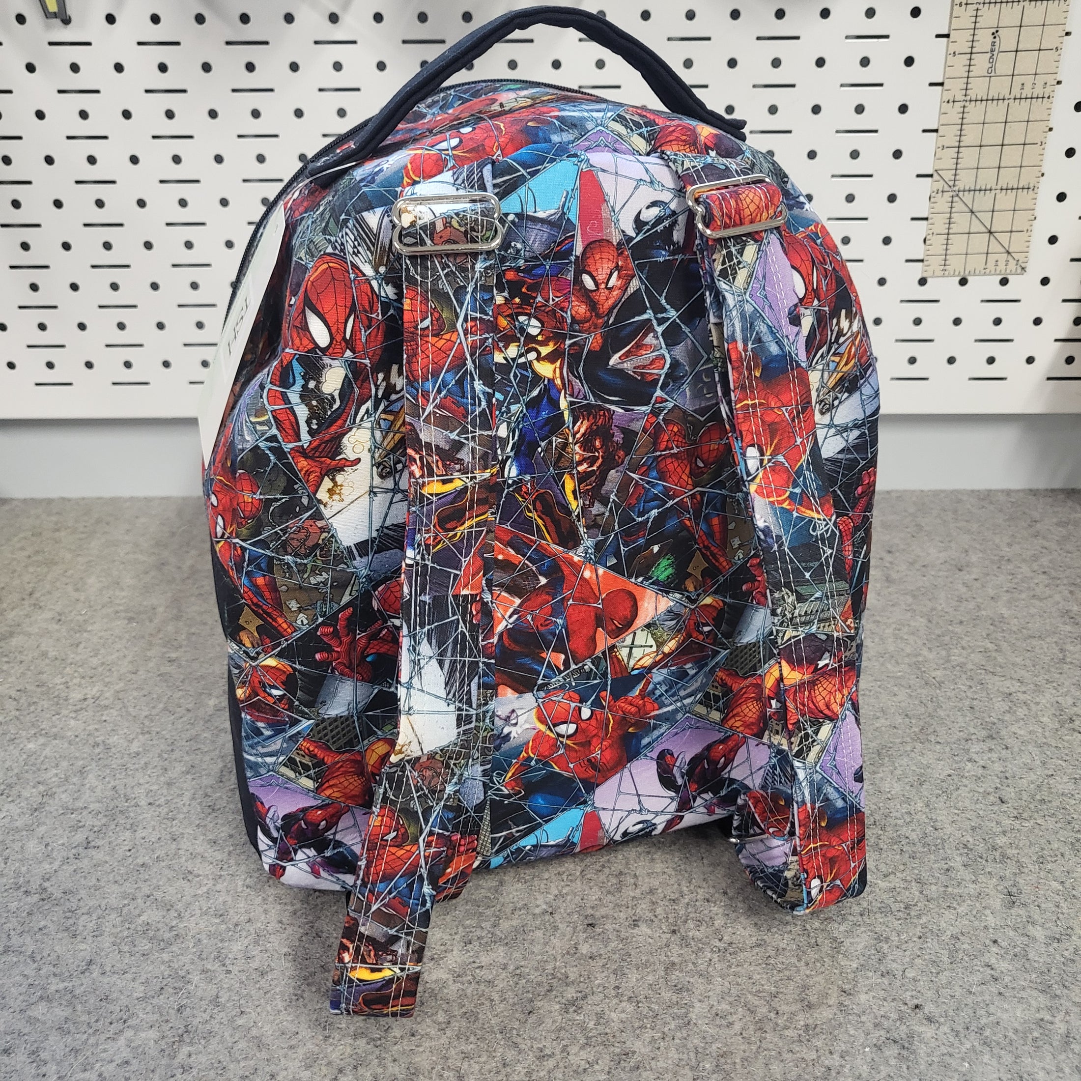 Back of spiderman backpack. 