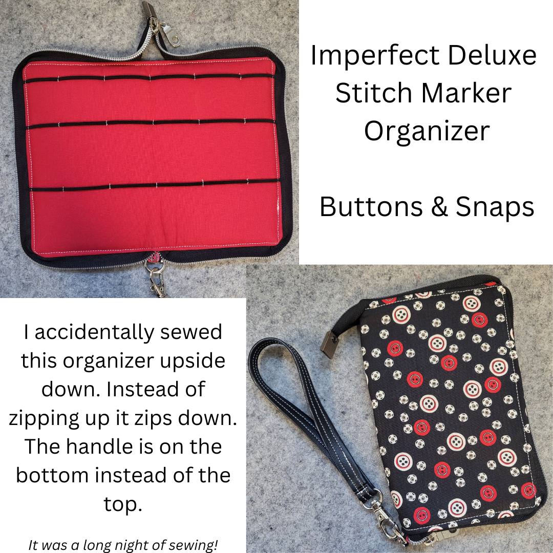 Imperfect buttons and snaps deluxe stitch marker organizer.