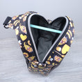 Load image into Gallery viewer, Interior of honey bee gnome sling bag.
