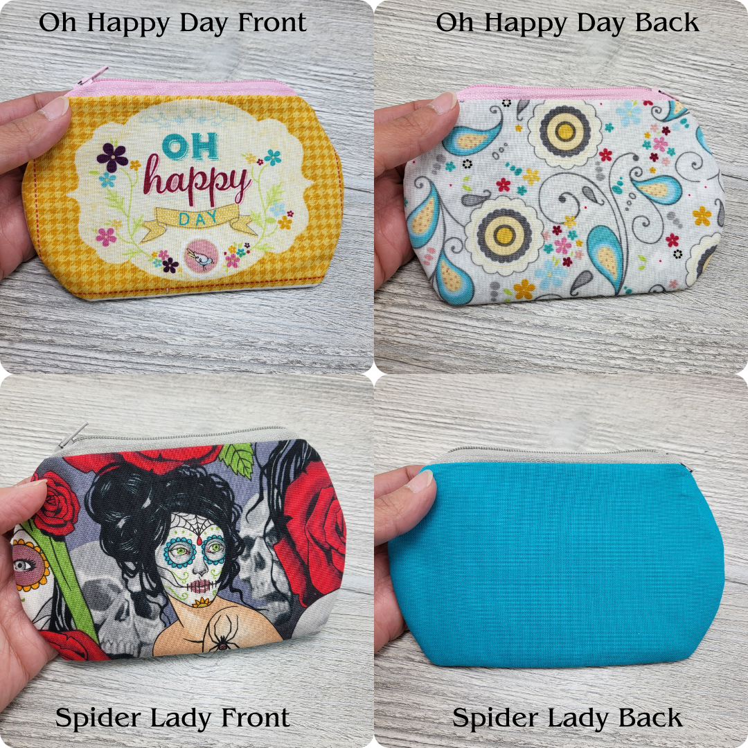 Assorted notions pouch in different designs.