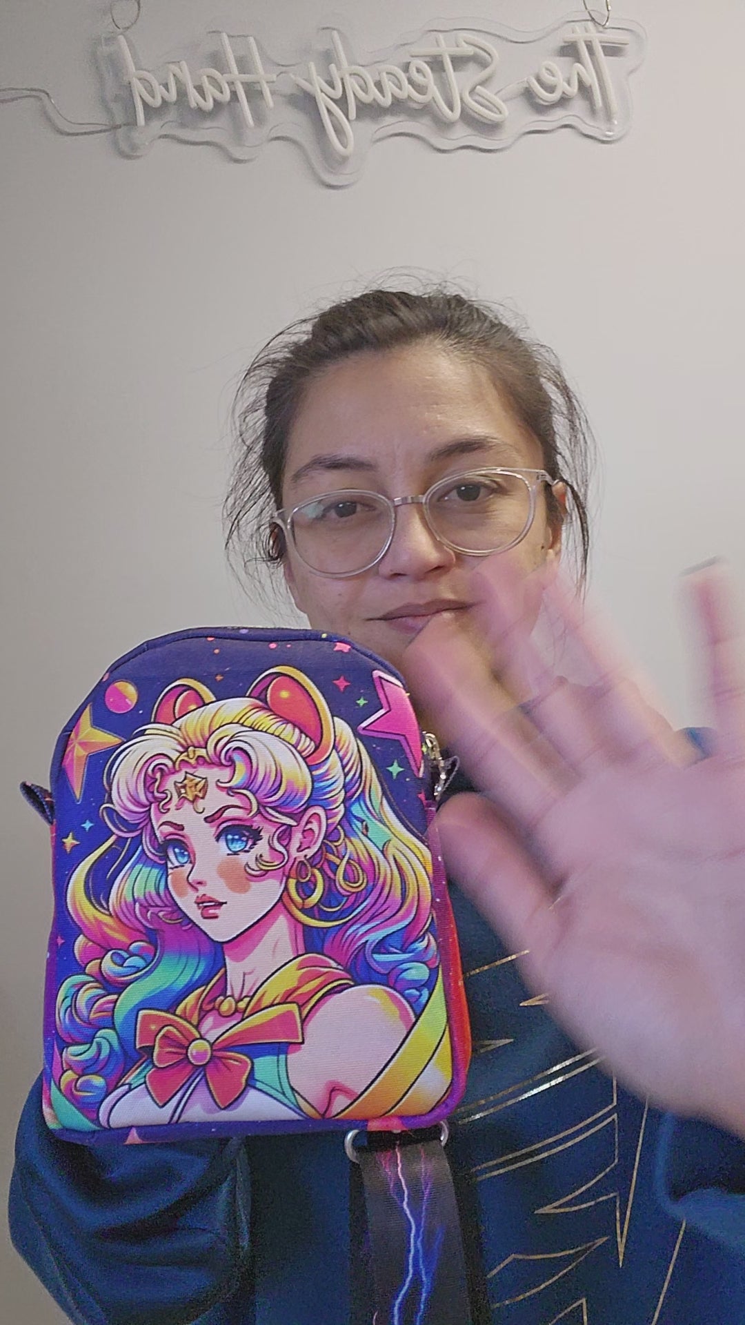 Video of the Sailor Moon inspired sling bag. 