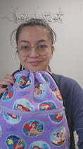 Load and play video in Gallery viewer, Video of The Little Mermaid drawstring backpack.
