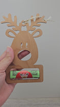 Load and play video in Gallery viewer, Video of reindeer shaped ornament money holder gift. 
