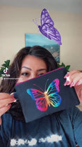 Load and play video in Gallery viewer, Small Flat Zipper Pouch Rainbow Butterfly
