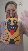 Load and play video in Gallery viewer, Video of the German Shepherd snuggle plush pillow.
