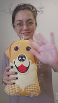 Load and play video in Gallery viewer, Video of the Golden Retriever snuggle pillow plush.
