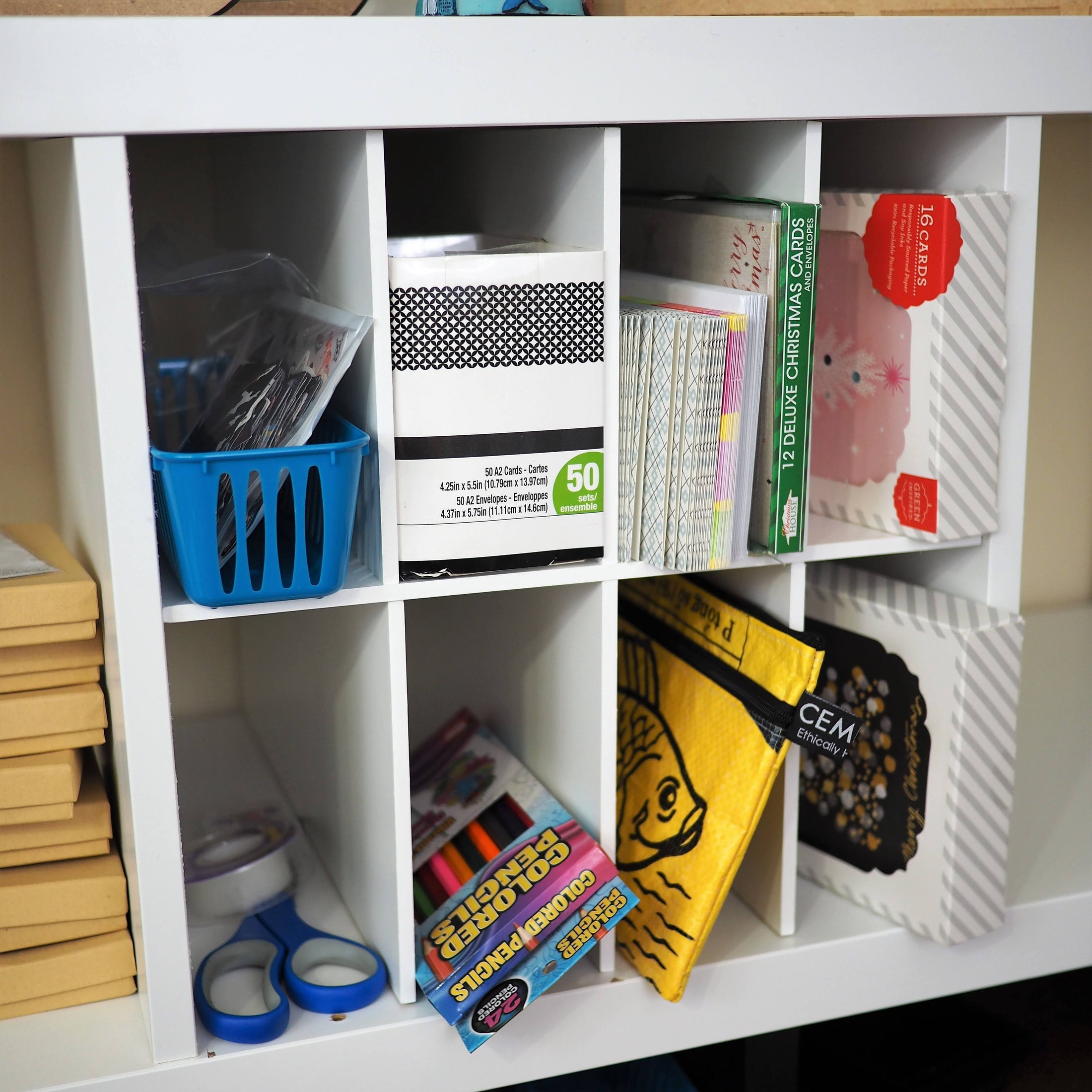 8 Cubby Cube Insert for Cube Storage Shelves, Unfinished or White-The Steady Hand