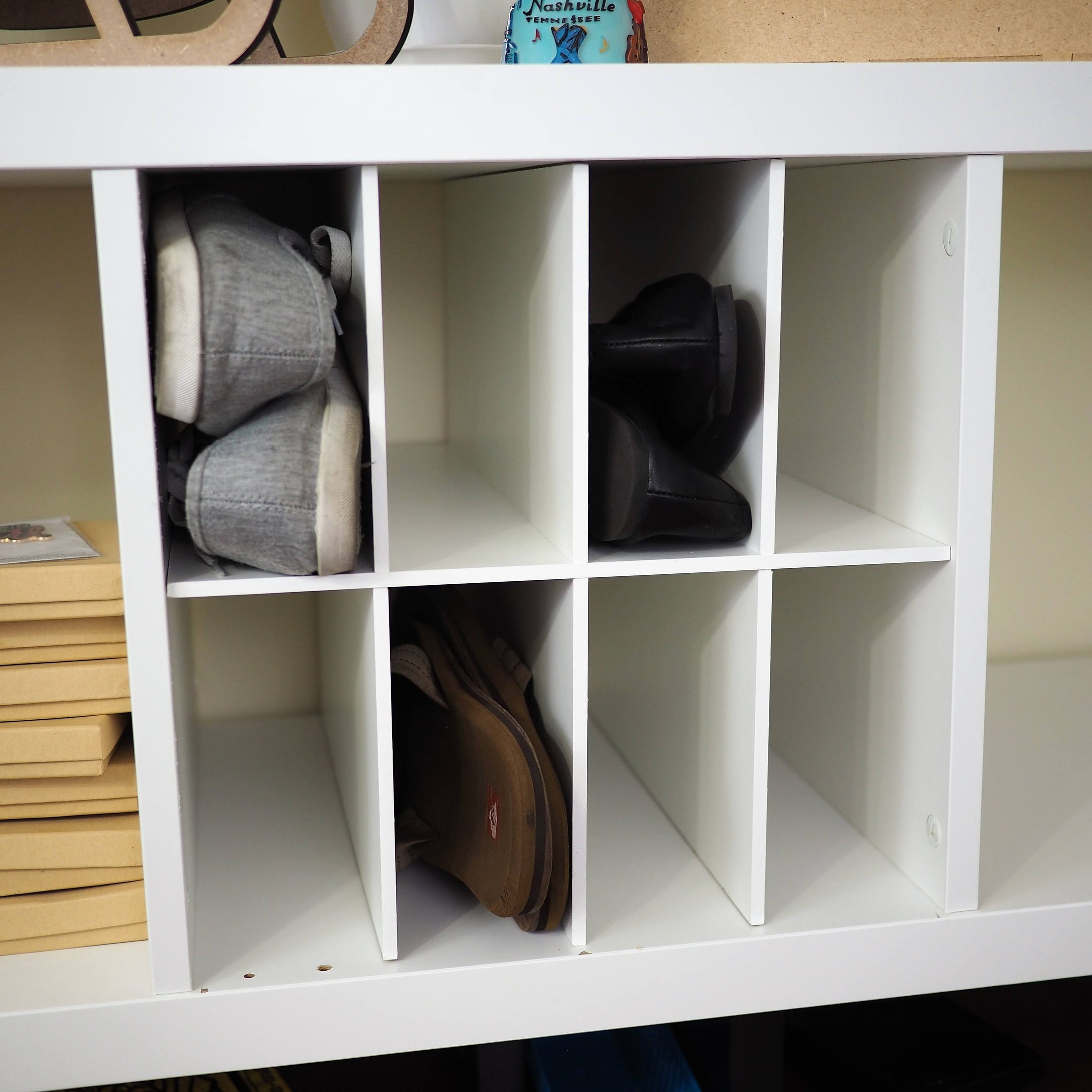 8 Cubby Cube Insert for Cube Storage Shelves, Unfinished or White-The Steady Hand
