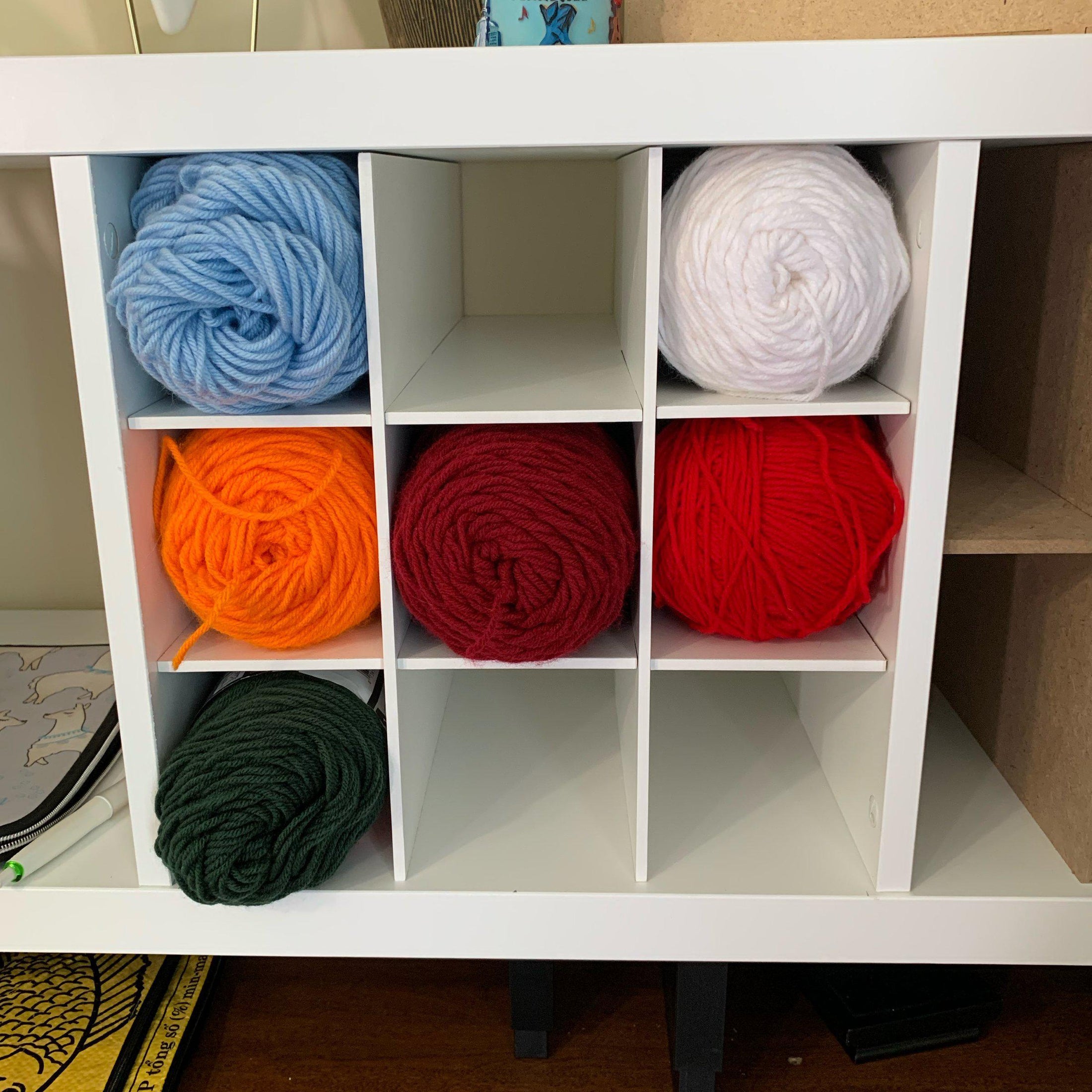 9 Cubby Cube Insert for Cube Storage Shelves, Unfinished or White organizing yarn skeins-The Steady Hand