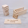 Load image into Gallery viewer, Mini Personalized Tumbling Tower Game / Tilting Tower Game / Stacking Blocks Game with Wooden Box-The Steady Hand
