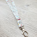 Load image into Gallery viewer, Skinny Fabric Lanyard Birdies All Around with Optional Badge/Vaccine Card Holder - 15" drop & 1/2" wide-The Steady Hand
