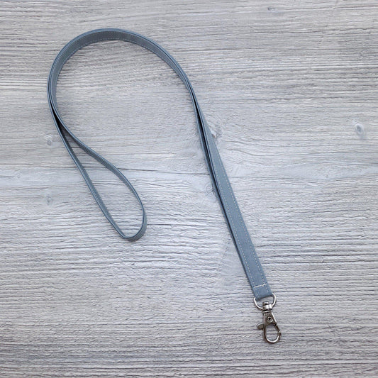 Light Gray Skinny Fabric Lanyard with Optional Badge/Vaccine Card Holder-The Steady Hand