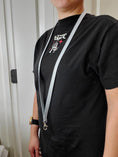 Load image into Gallery viewer, Light Gray Skinny Fabric Lanyard with Optional Badge/Vaccine Card Holder-The Steady Hand
