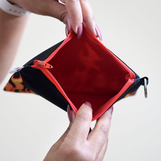 Small Flat Zipper Pouch Burning Flames-The Steady Hand