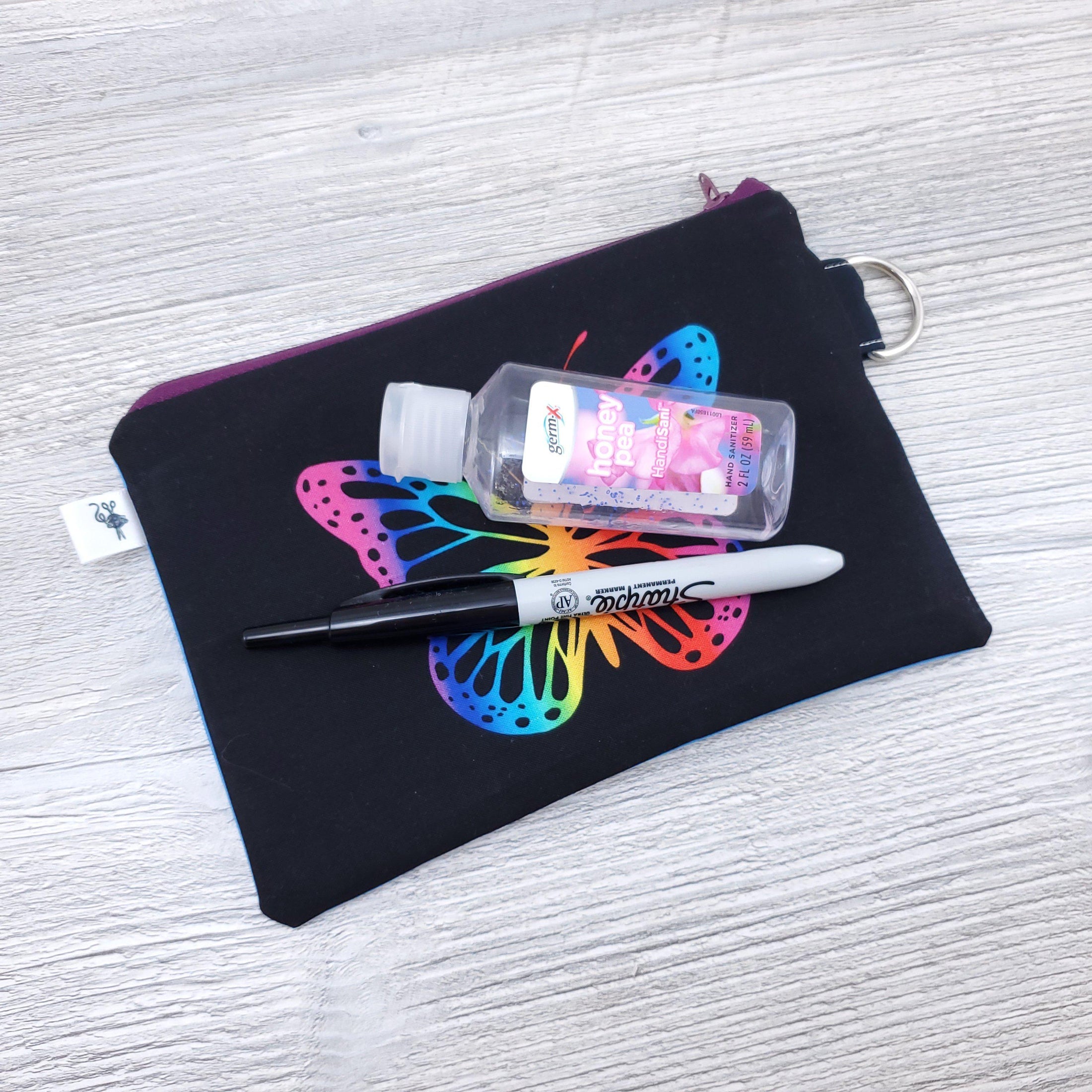 Small Flat Zipper Pouch Rainbow Butterfly-The Steady Hand