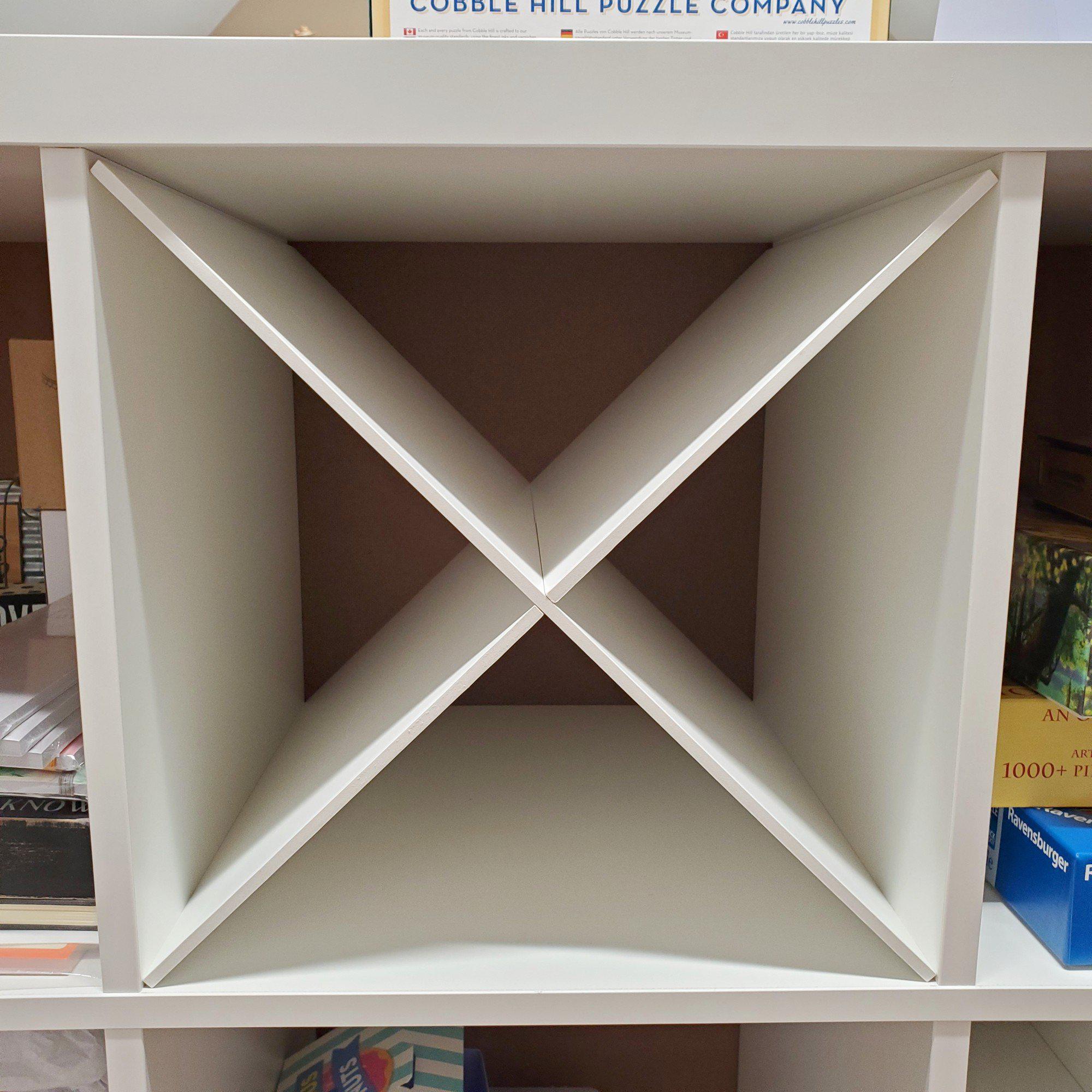X Divider Cube Insert for Cube Storage Shelves, Unfinished or White-The Steady Hand