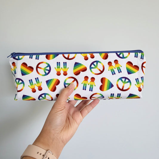 Rainbow peace love zipper pencil pouch. 